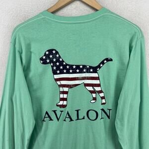 AVALON Shirt Adult S Cape May County NJ Black Dog USA Flag LEAGUE Cotton Green